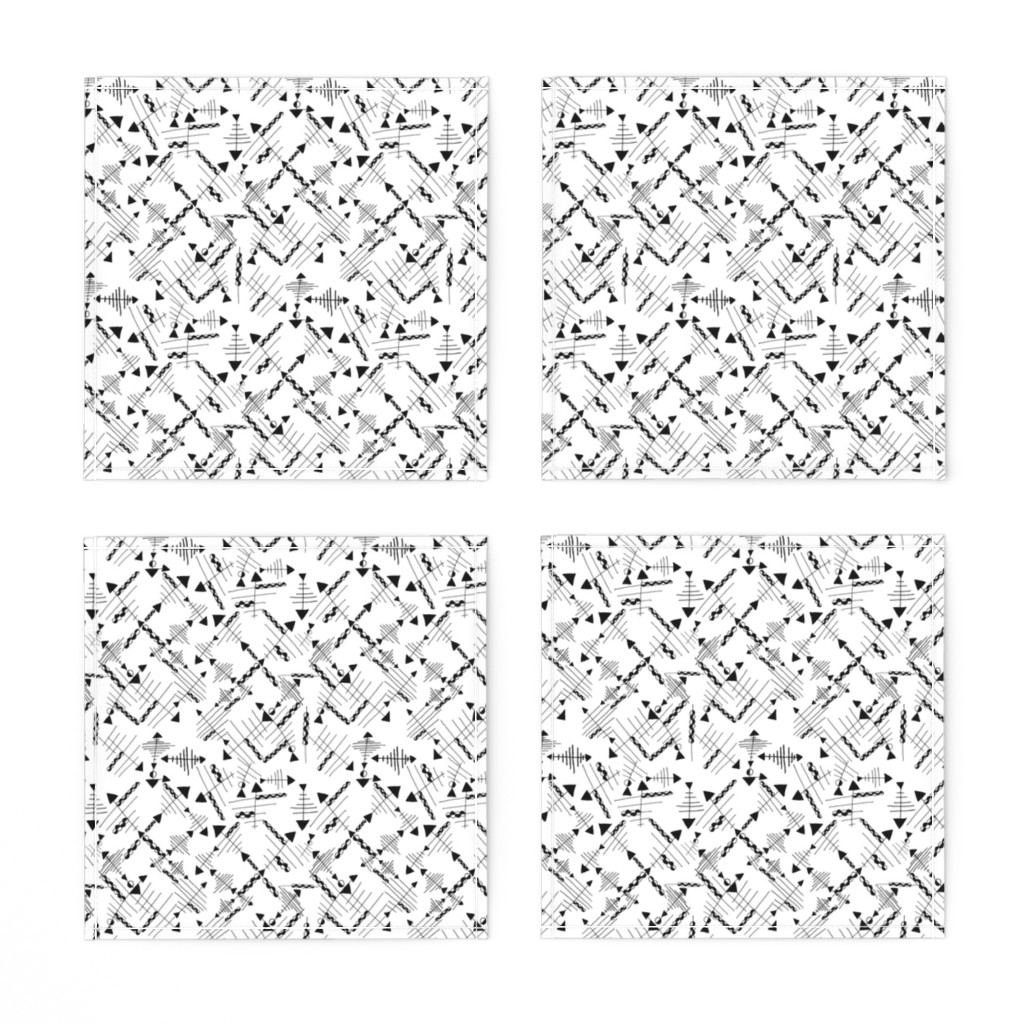 Top down of four unfolded Cocktail Napkins arranged in a grid showing the printed design