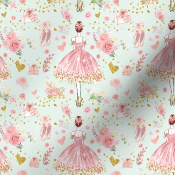Mint and Pink Red Head Ballerina