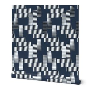 Geo Lines - Linen on Navy