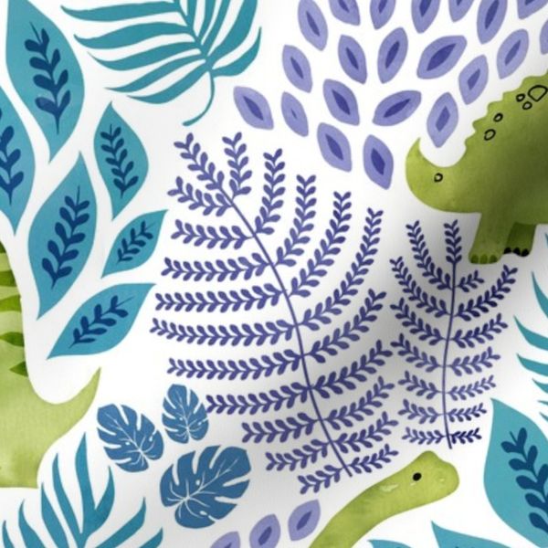 Tropical dinosaur jungle white