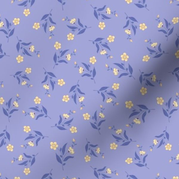 Victorian Chintz small Indian floral design in Violet Blue