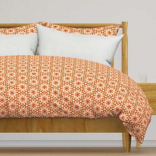 Orange Brown & White Abstract Geometric Pattern - Retro 70s Vibe