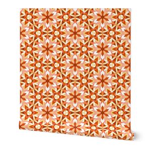 Orange Brown & White Abstract Geometric Pattern - Retro 70s Vibe