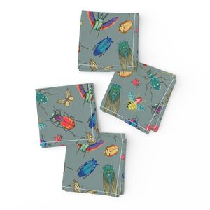 Mid Century Retro Bugs-Dark Green-Medium Scale