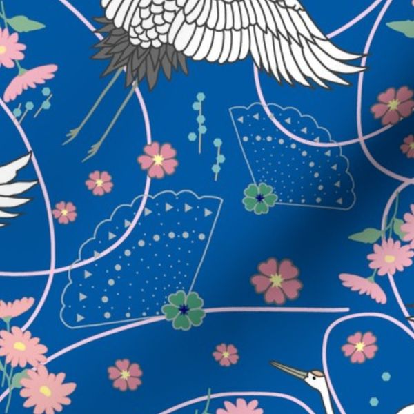 Migration Cranes in Flight - ocean blue medium/large