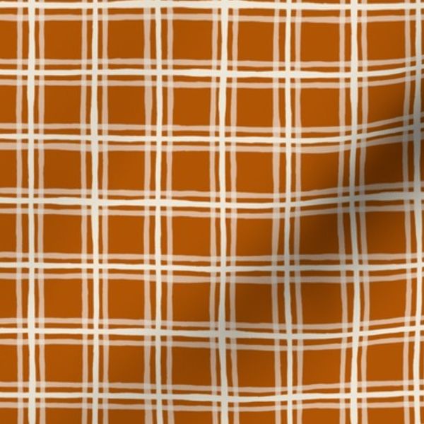 Deep Orange & Cream Plaid - 6" repeat