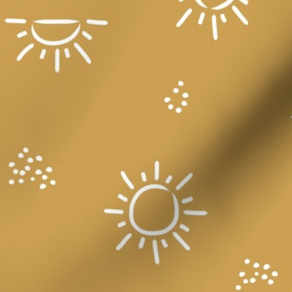 Organic sketch suns on mustard yellow - medium