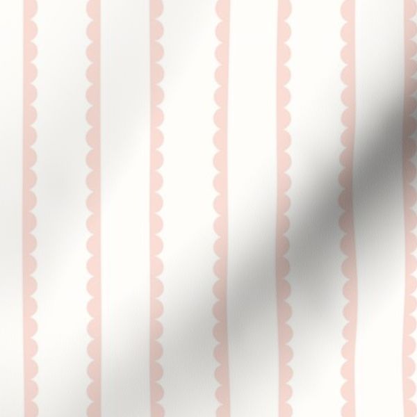 Small Coral Peach Scallop Stripe White Grandmillennial Vintage Nursery