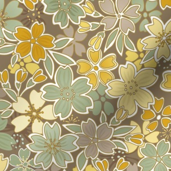 Floral Wilderness Small Earth Background Vintage Pretty Flowers Gold