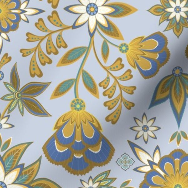 Deco-esque Art Deco Floral on a soft blue background background