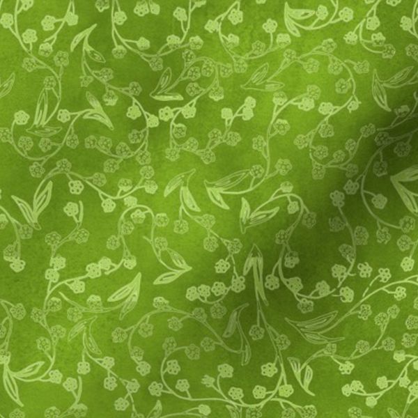 Don't forget me floral monochromatic with small green flowers. Small scale