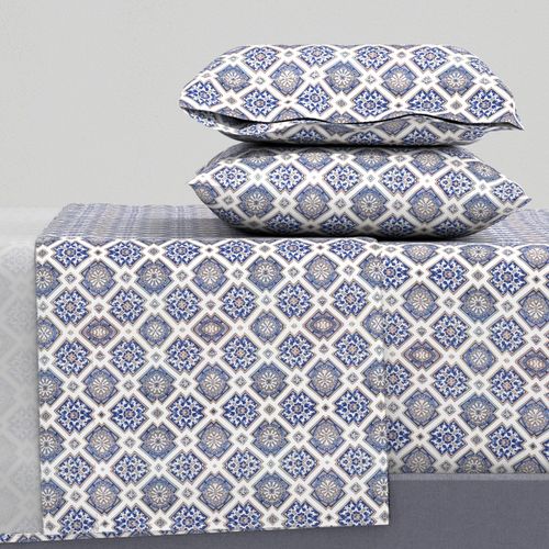 Mediterranean ceramic Portuguese Azulejos tiles - Coastal blue white yellow