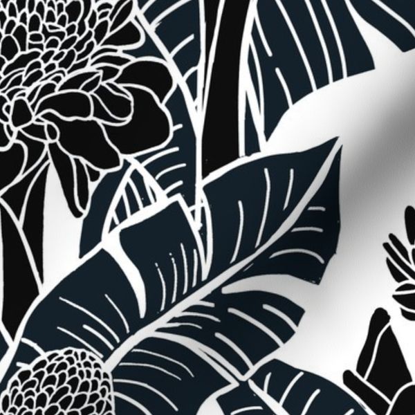 medium-Hawaiian Torch Ginger Jungle-black on white