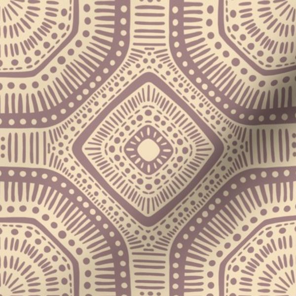 Boho octagon medallion (dusty rose on cream)