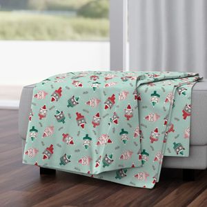 Medium Christmas cats in red Santa hats and scarfs on green mint medium