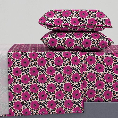 Paintilly Flowers leopard Print Hand abstract Nude Pink Brown Magenta small