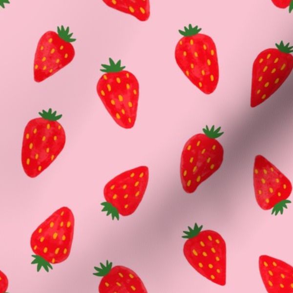 (large) cute strawberries on pink
