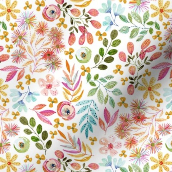 Color Flowers watercolor seamless pattern