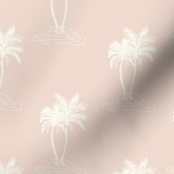 Palms Trees - Blush Pink White - Tropical Whitsundays Islands Boho Coastal