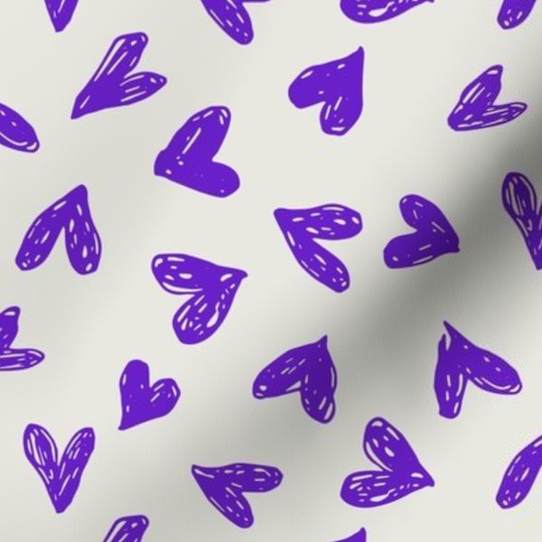 Scribble Hearts Purple II (large valentine love sweetheart lovecore