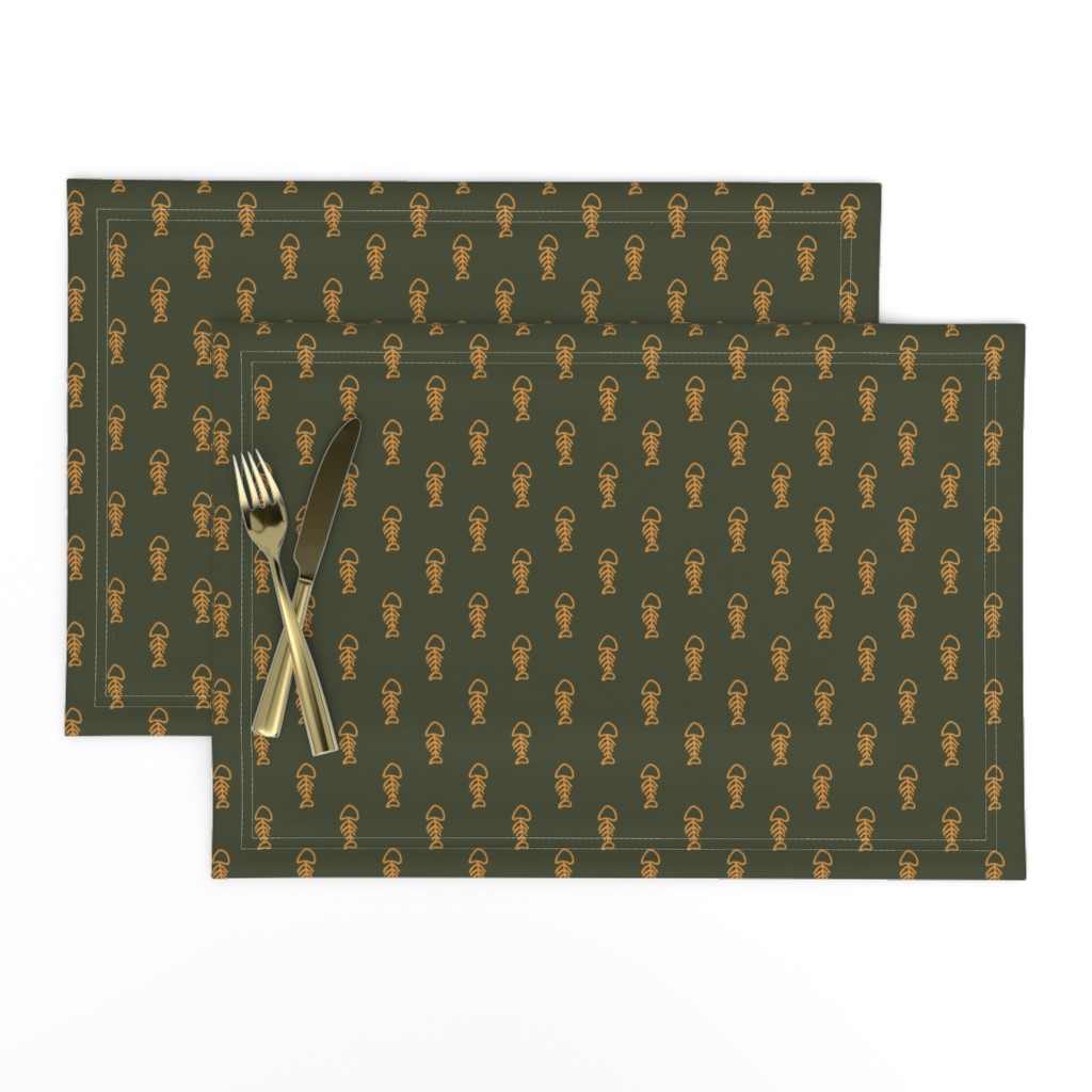 Top down of a set of two Placemats stacked and offset from eachother with a knife and fork on top