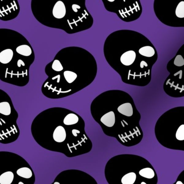 Black Skulls on Purple Scary Halloween Novelty