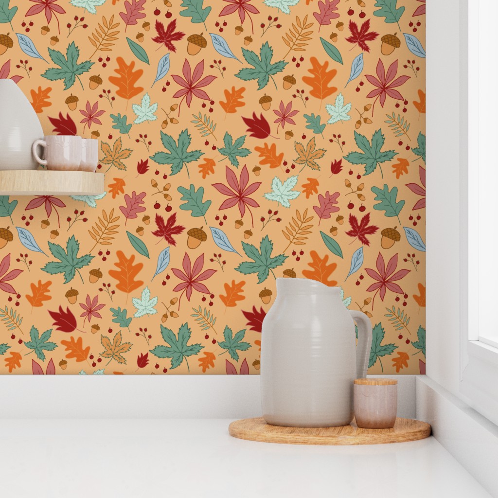 Corner of a kitchen counter with a window and shelf showing Peel and Stick wallpaper on the walls