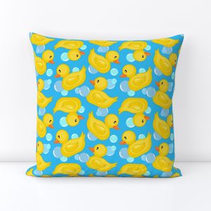 Large - Tossed Duck With Bubbles - Blue - Cute Rubber Ducks - Bathtime