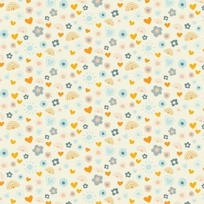 Happy Doodle pattern cream white by lena_pfitzner Happy Doodle pattern cream white
