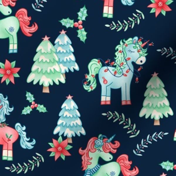 All I Want for Christmas Unicorn Navy