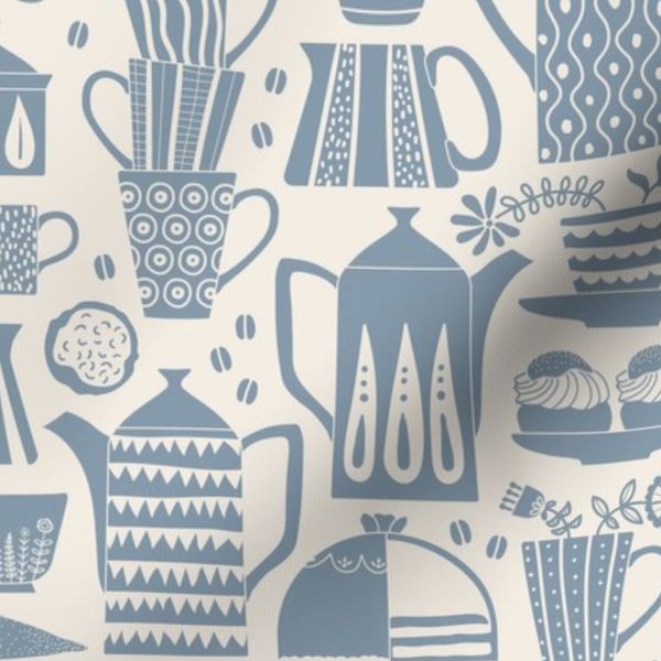Fika Swedish coffee and cakes with bold geometric ceramics in dusty