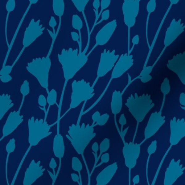 (s) Floral Meadow / Moonlight Medium Blue and Midnight Navy / Small