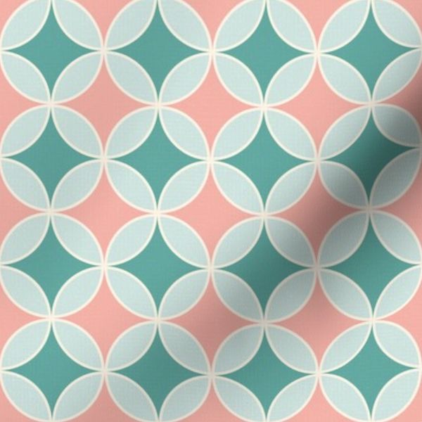 Retro Christmas Wrapping Paper // Rose Pink Teal Seaglass Blue