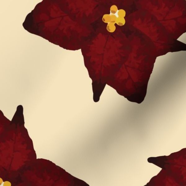 Red Poinsettias on Cream