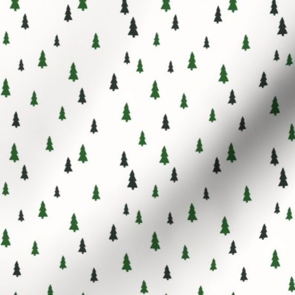 mini scale minimalist christmas trees - green on ivory