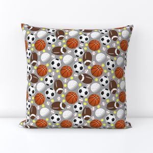 sports balls on grey