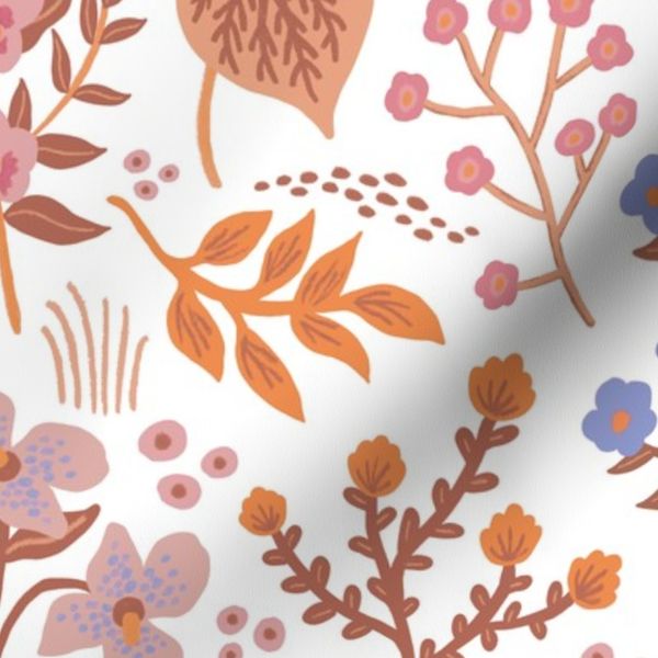 Fall Colors Garden Floral / Nursery Floral / Floral Wallpaper / Autumn