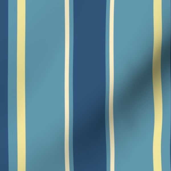 80's French Country Stripe in Dusty Blue