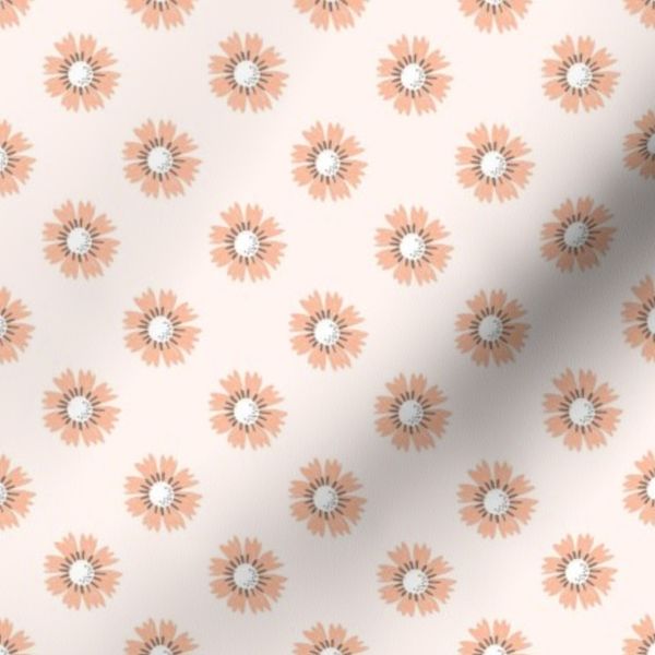 Large Floral polka dots made of small scale orange peach wildflowers on