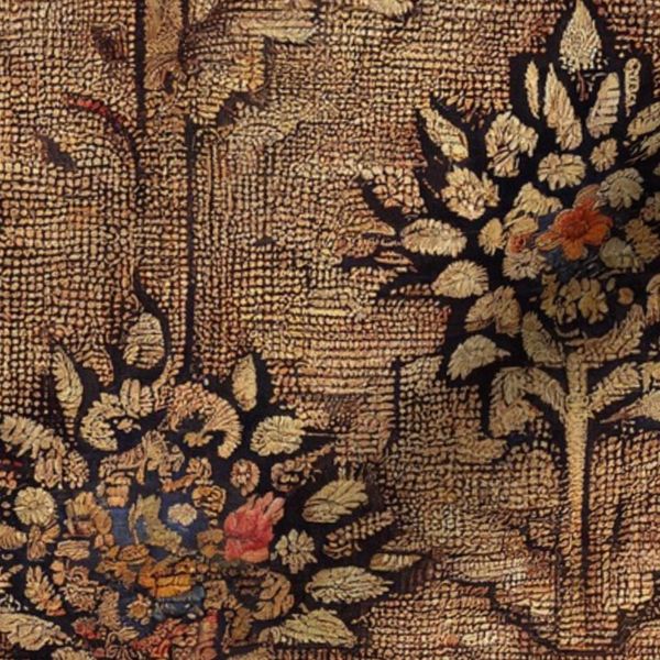 Brown and cream floral tapestry