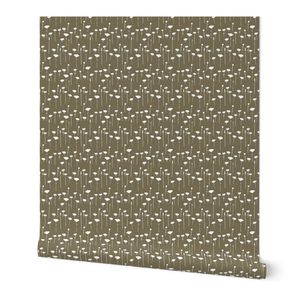 Small Silhouette Millefleurs - Directional Floral - Greenish-Brown - 6"