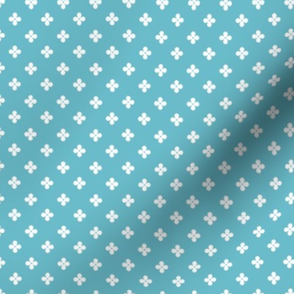 Simple white flowers on teal small scale