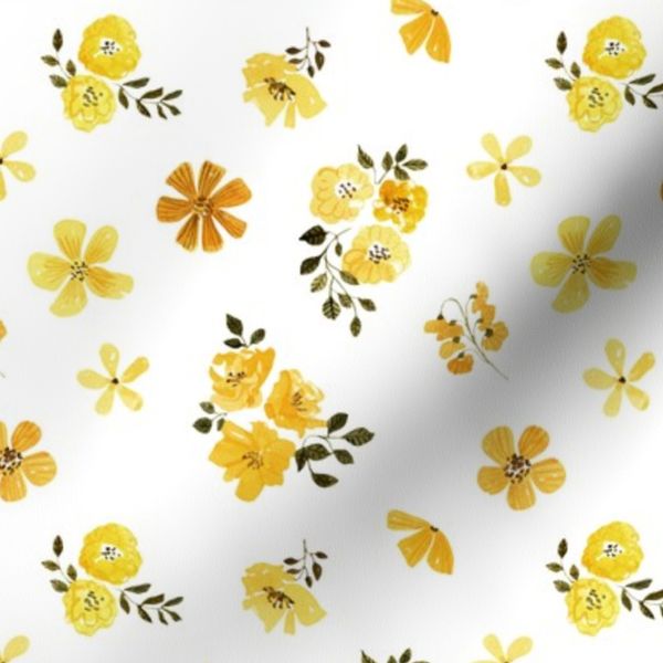 XS Mustard Flowers Summer Floral Fabric (floral 3) extra small
