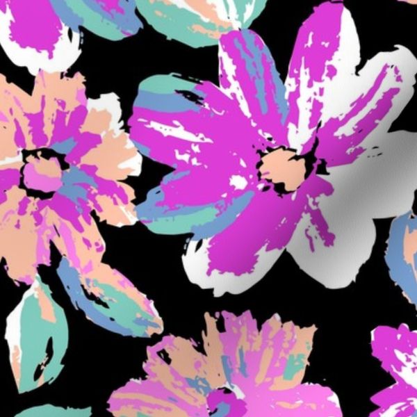 Sandy Painted Floral - Black Large