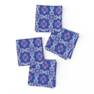 Flora Tile - Cobalt Blue and Pink