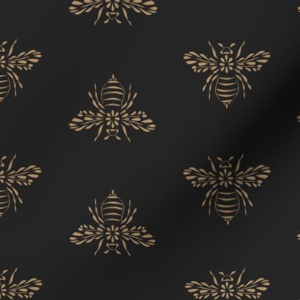 Bees Lion Gold on Raisin Black Doodle Bugs