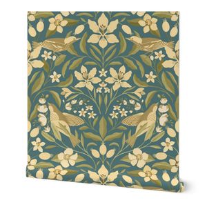 Lilies and Warblers // Aegean Blue and Soft Cream // Jumbo Scale