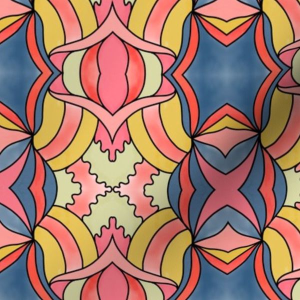 Let s Party art deco columns circus backdrop colourful watercolour