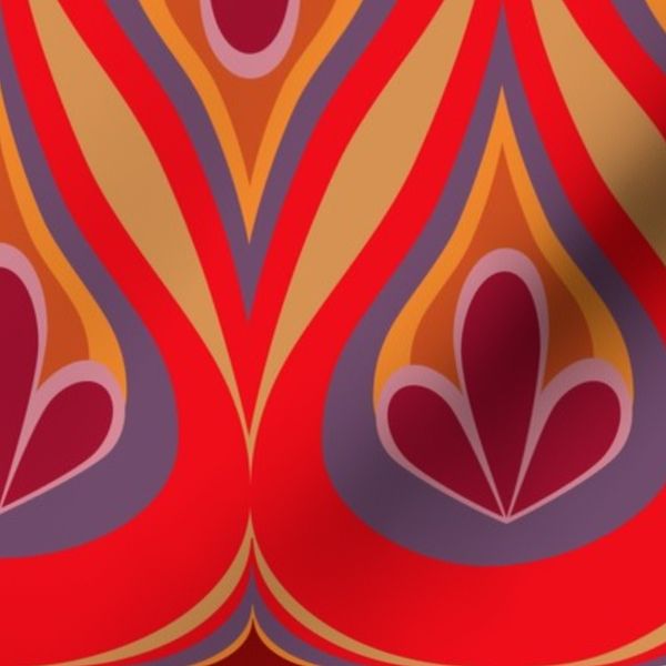 Diamond Tear Drops red violet golds 24 inch