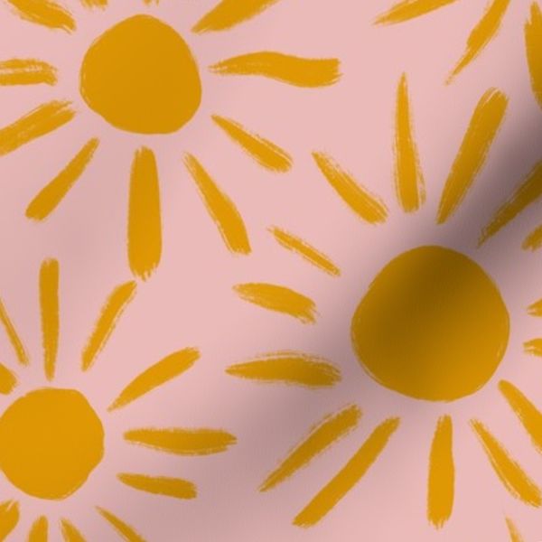 Yellow Sun Print on Pink Background